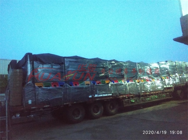 河南信阳第六批四投口广告垃圾箱发货(图2)