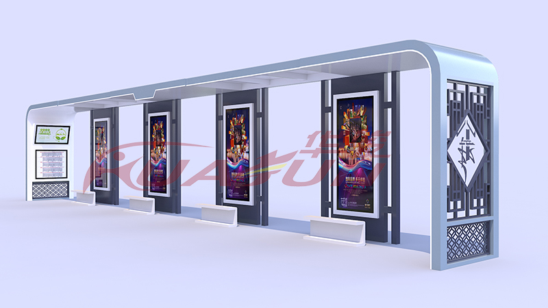 华骏案例---浙江乐清镂空不锈钢候车亭(图1)